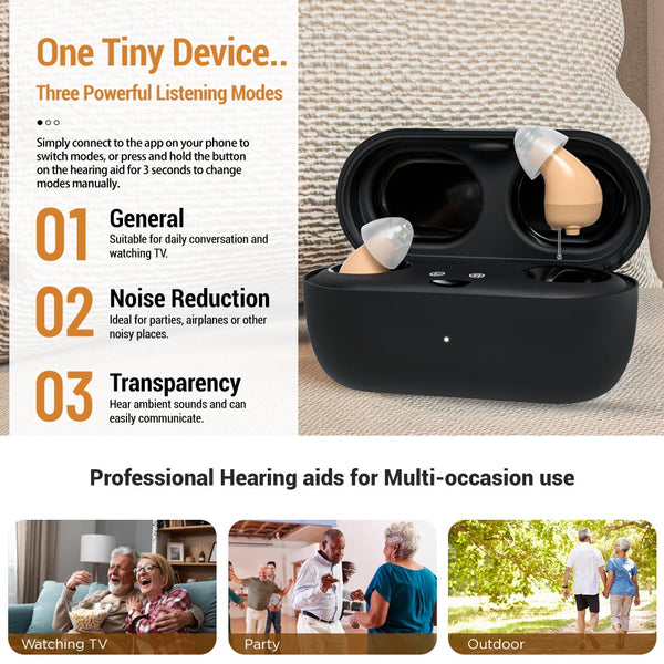Minitone Pro - Discreet Rechargeable CIC Hearing Aids (App Controled) - Steezia