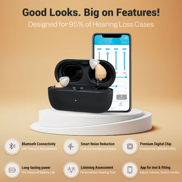 Minitone Pro - Discreet Rechargeable CIC Hearing Aids (App Controled) - Steezia