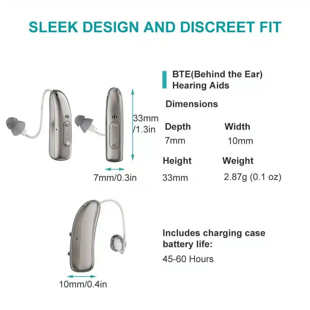 Rechargeable Behind ear hearing aids, Bluetooth with App control (Ref: R03L1)
