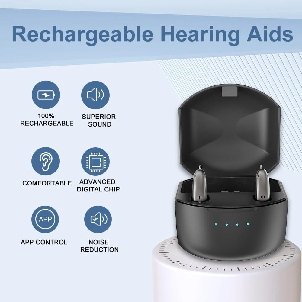 Rechargeable Behind ear hearing aids, Bluetooth with App control (Ref: R03L1)
